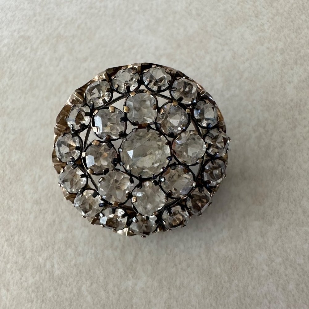 Antique Victorian sterling silver 9kt gold gilded diamond cut paste pin brooch - Picture 2 of 8